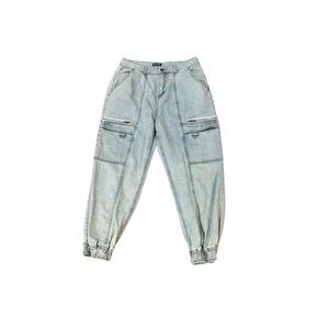 HOT TOPIC WOMENS JEAN 13‎ Cargo Jogger High Waist Cotton Denim Junior Y2K